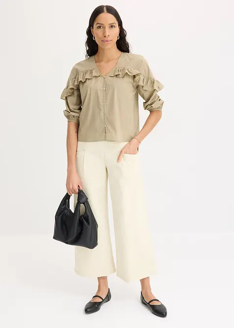 Blusa leggera con volant, bonprix