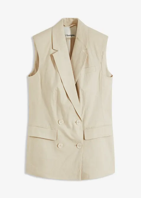 Blazer senza maniche in misto lino, bonprix