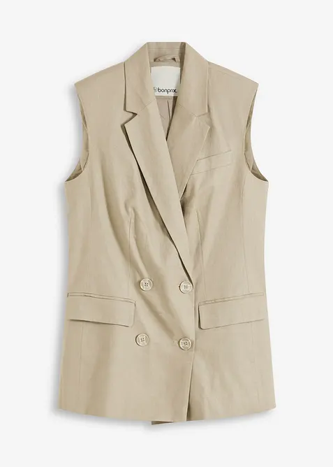 Blazer senza maniche in misto lino, bonprix