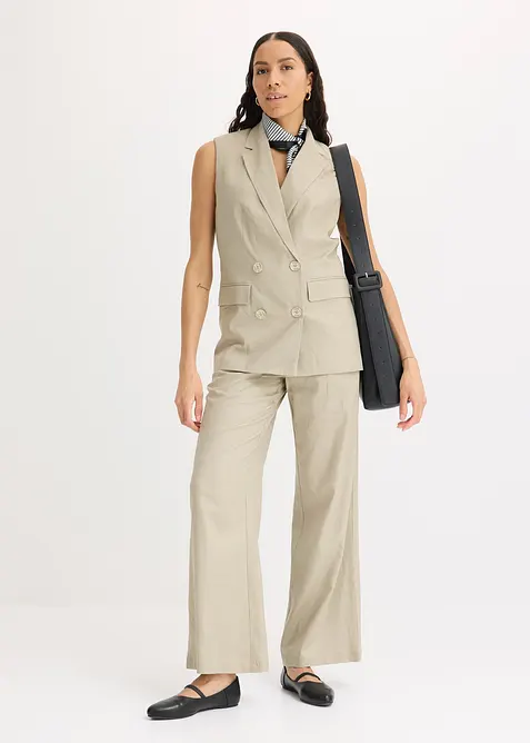 Blazer senza maniche in misto lino, bonprix