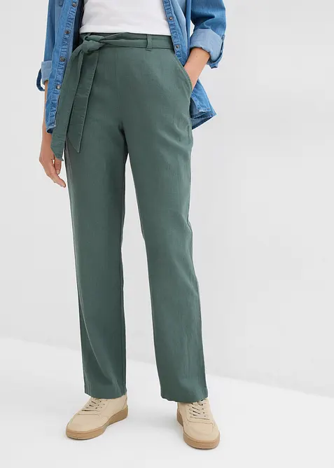 Pantaloni in misto lino e viscosa leggero, bonprix