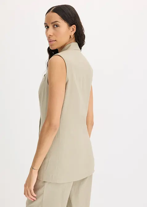 Blazer senza maniche in misto lino, bonprix