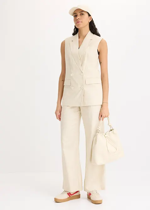 Blazer senza maniche in misto lino, bonprix