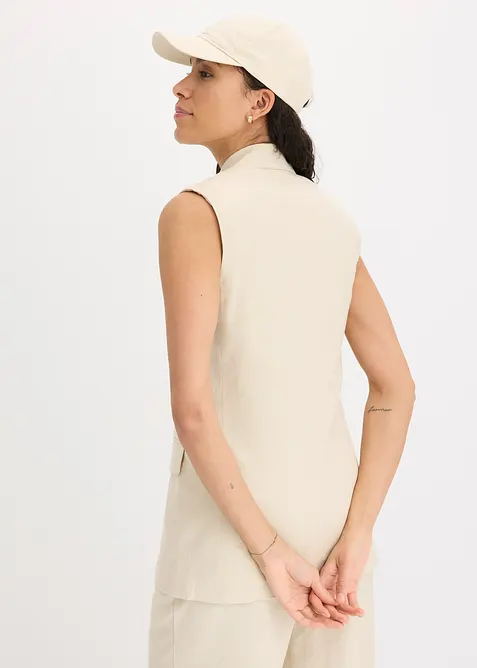 Blazer senza maniche in misto lino, bonprix