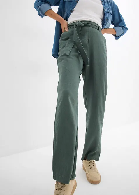 Pantaloni in misto lino e viscosa leggero, bonprix