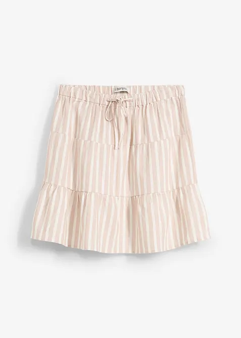 Gonna a balze in misto lino vaporoso, bonprix