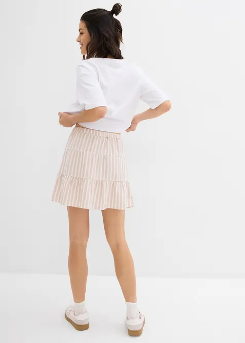 Gonna a balze in misto lino vaporoso, bonprix