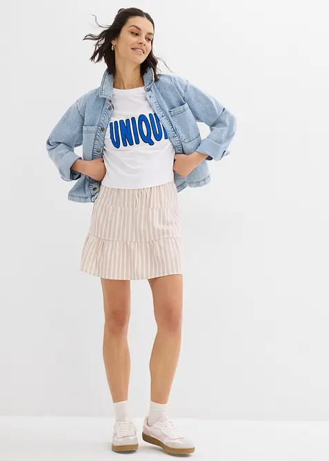 Gonna a balze in misto lino vaporoso, bonprix