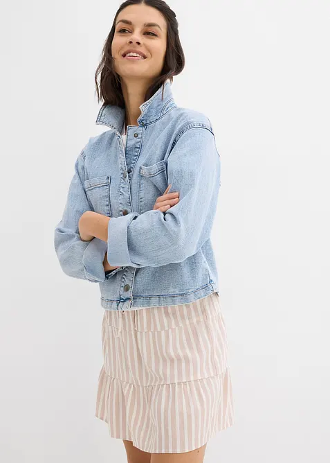 Gonna a balze in misto lino vaporoso, bonprix