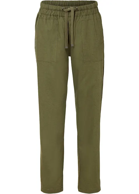 Pantaloni con elastico in vita in misto lino leggero, bonprix
