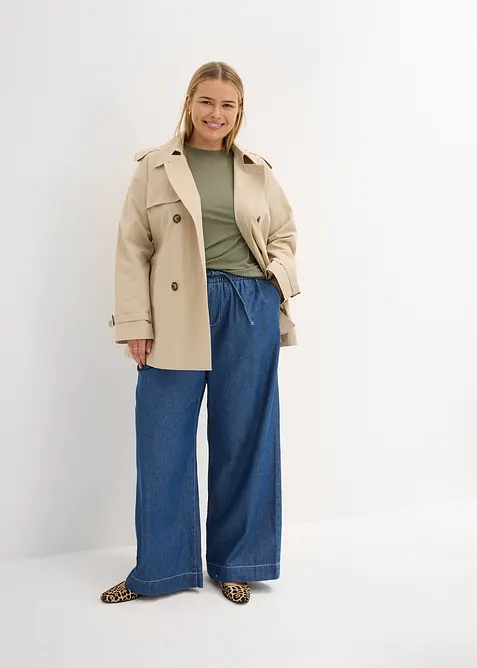 Jeans wide leg con cinta comoda, vita media, bonprix