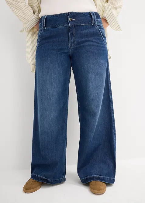Jeans wide leg super soft, vita alta, bonprix