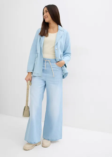 Jeans wide leg con cinta comoda, vita media, bonprix