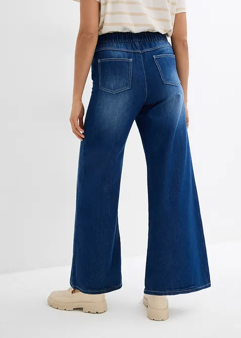 Jeans wide leg con cinta comoda, vita media, bonprix