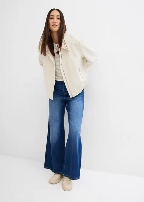 Jeans wide leg con cinta comoda, vita media, bonprix