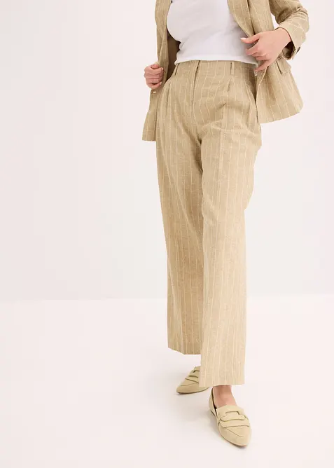 Pantaloni con pinces in misto lino, bonprix
