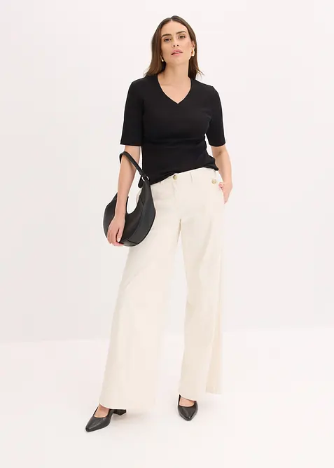 Pantaloni wide leg elasticizzati, bonprix