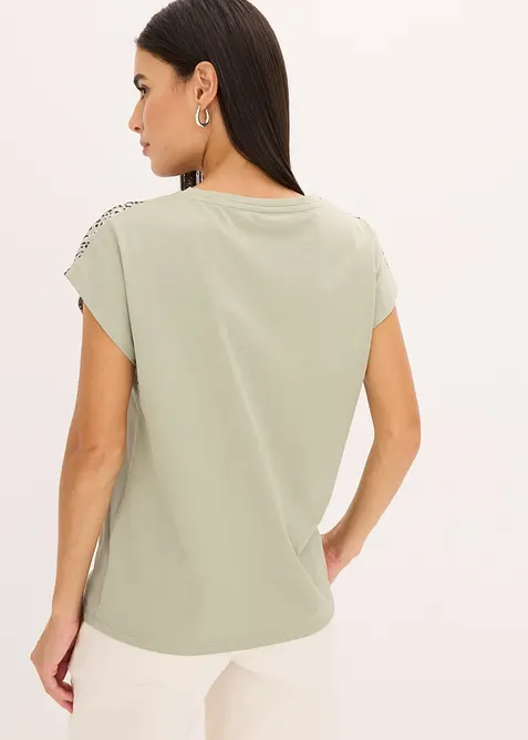 Maglia con inserto in tessuto e strass, bonprix