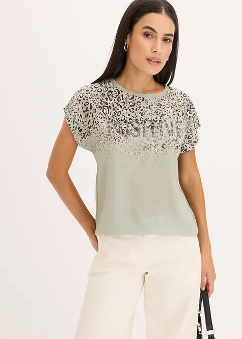 Maglia con inserto in tessuto e strass, bonprix