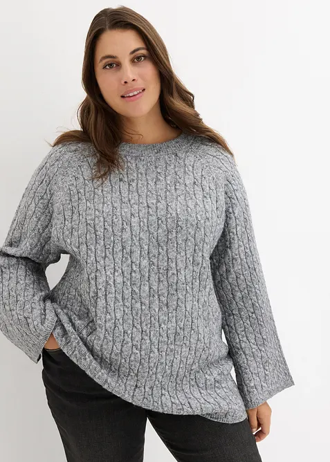 Maglione oversize con lavorazione a trecce, bonprix