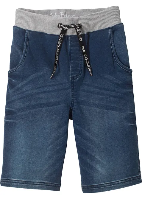 Bermuda di jeans in felpa con elastico in vita, regular fit, bonprix