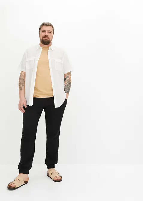 Pantaloni in mussola di puro cotone con elastico in vita regular fit, tapered, bonprix