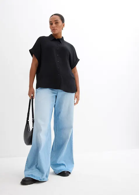 Blusa oversize in cr&ecirc;pe strutturato, bonprix