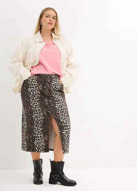 Gonna di jeans in cotone elasticizzato, bonprix