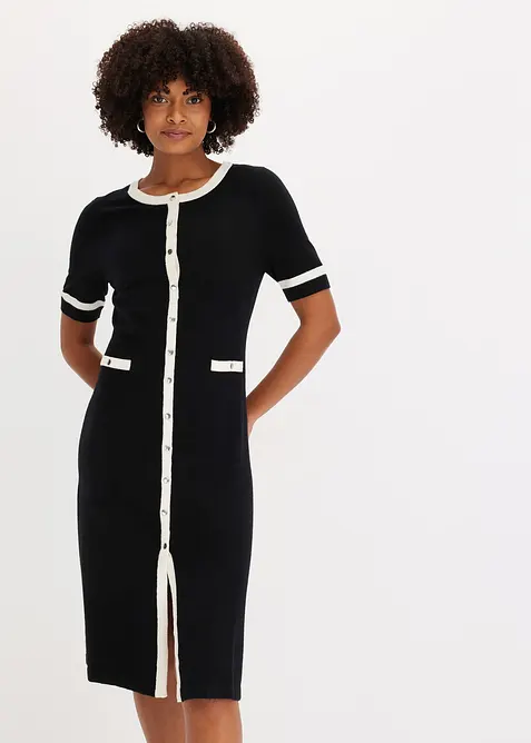Abito in maglia con bottoni, bonprix