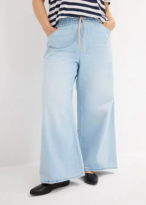 Jeans wide leg con cinta comoda, vita media, bonprix