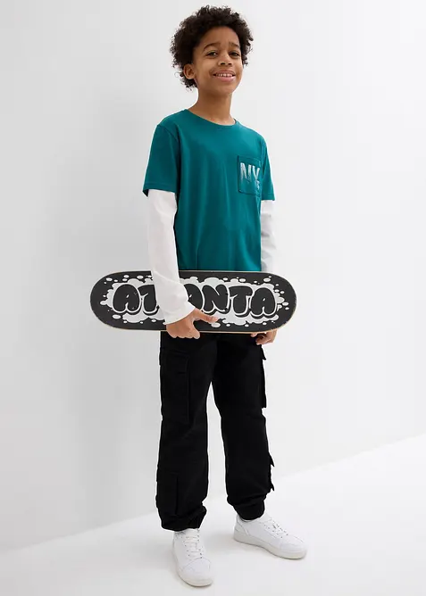 Maglia 2 in 1 a maniche lunghe in puro cotone biologico, bonprix