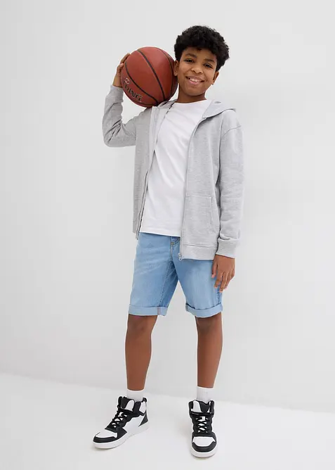 Bermuda di jeans elasticizzati e regolabili in vita, slim fit, bonprix