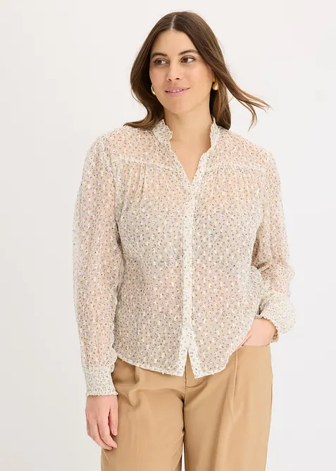 Camicetta in chiffon con ruches, bonprix