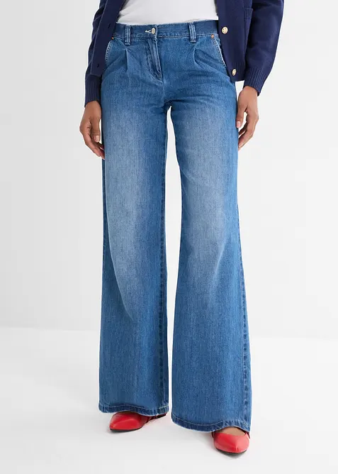 Jeans wide leg, vita media, bonprix