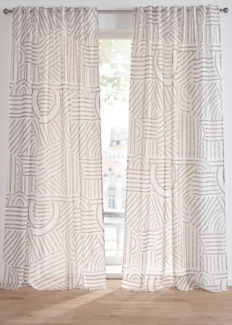 Tenda trasparente in fantasia grafica (pacco da 1), bonprix