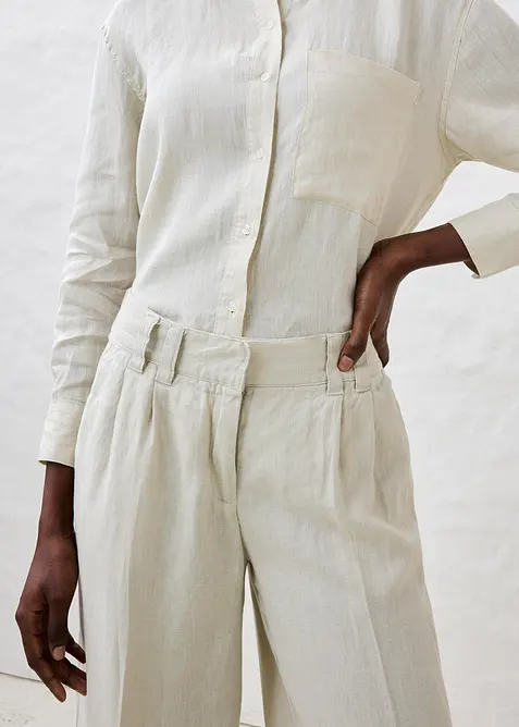 Pantaloni con pinces in puro lino, bonprix