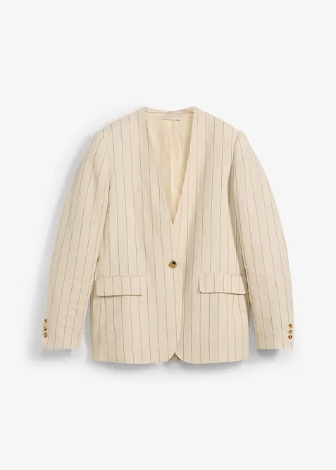 Blazer senza colletto in puro lino, bonprix