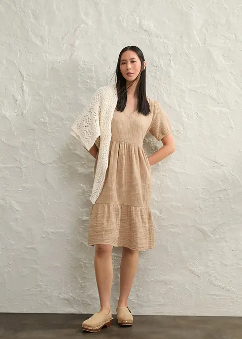 Abito oversize in mussola di cotone, bonprix