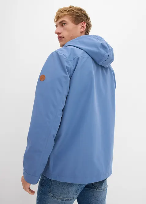 Giacca tecnica impermeabile con cappuccio e dettagli in similpelle, bonprix