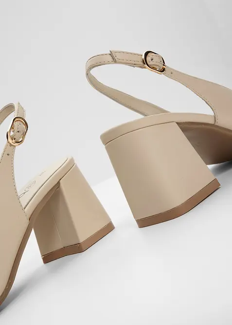 Décolleté slingback in pelle, bonprix