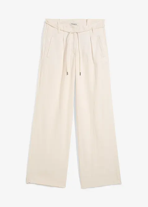 Pantaloni paper bag in misto lino leggero, bonprix