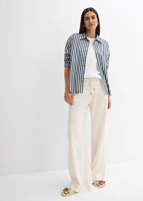 Pantaloni paper bag in misto lino leggero, bonprix