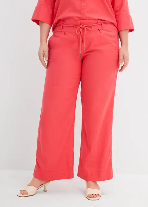 Pantaloni paper bag in misto lino leggero, bonprix