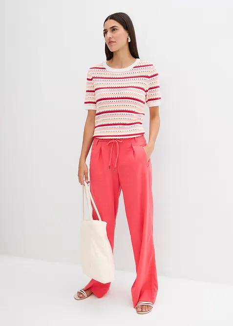 Pantaloni paper bag in misto lino leggero, bonprix