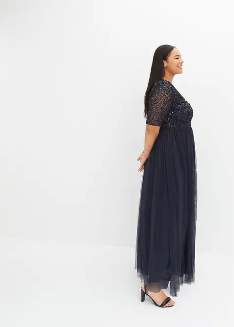 Abito da sera in tulle delicato con ricamo e paillettes, bonprix