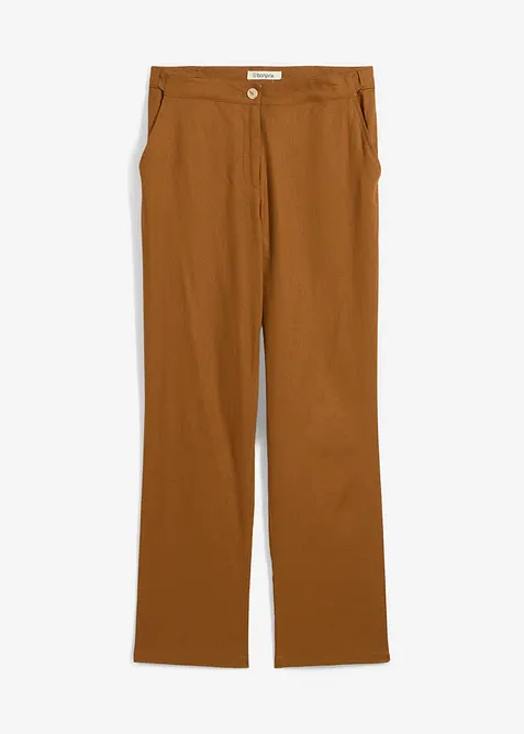 Pantaloni in misto lino e viscosa,  vita alta, bonprix
