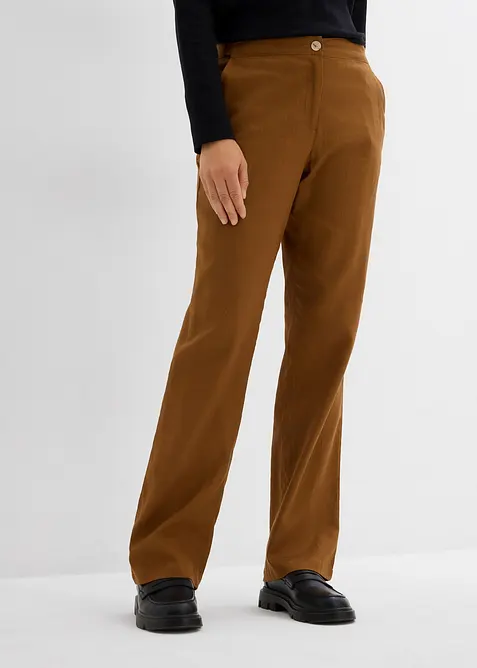 Pantaloni in misto lino e viscosa,  vita alta, bonprix