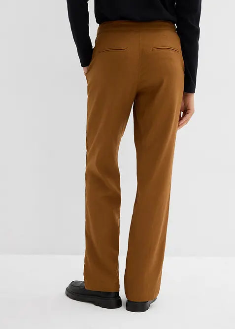 Pantaloni in misto lino e viscosa,  vita alta, bonprix
