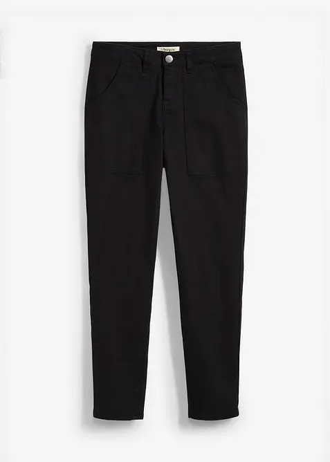 Pantaloni in twill di misto cotone elasticizzato, bonprix