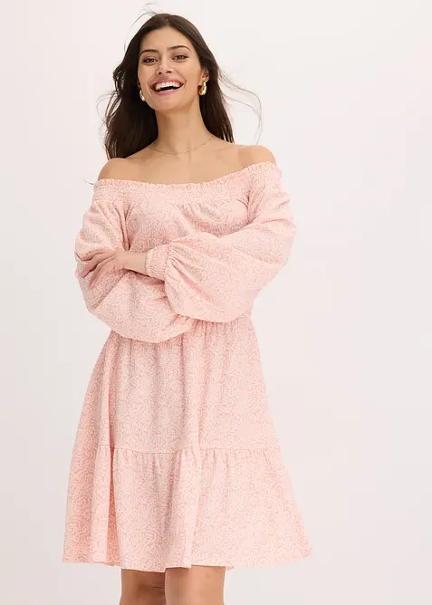 Abito fantasia con spalle scoperte, bonprix